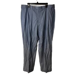 Paul Fredrick Light Blue Classic Fit Cotton Stretch Twill Pleated Pants Size 40